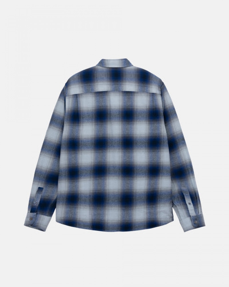 Stussy Bay Plaid Shirt Overhemd Heren Donkerblauw Belgium | KYQ-2918