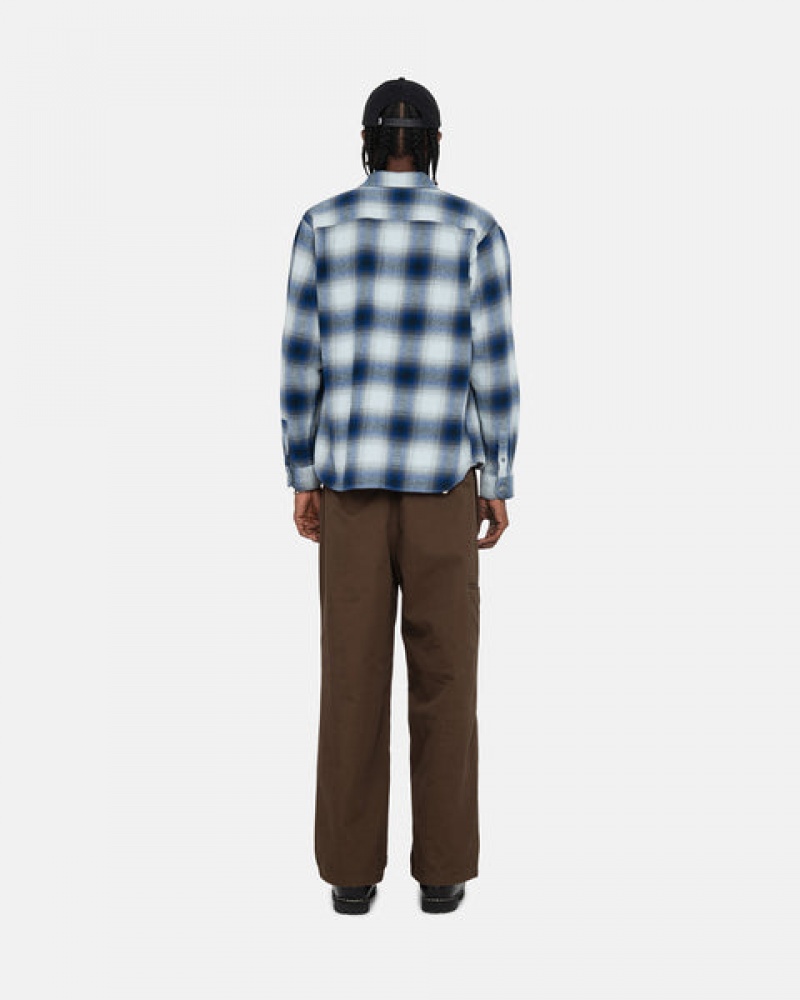 Stussy Bay Plaid Shirt Overhemd Heren Donkerblauw Belgium | KYQ-2918