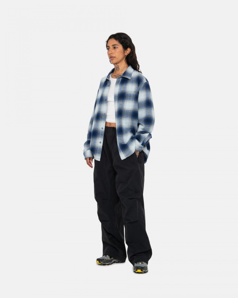 Stussy Bay Plaid Shirt Overhemd Heren Donkerblauw Belgium | KYQ-2918