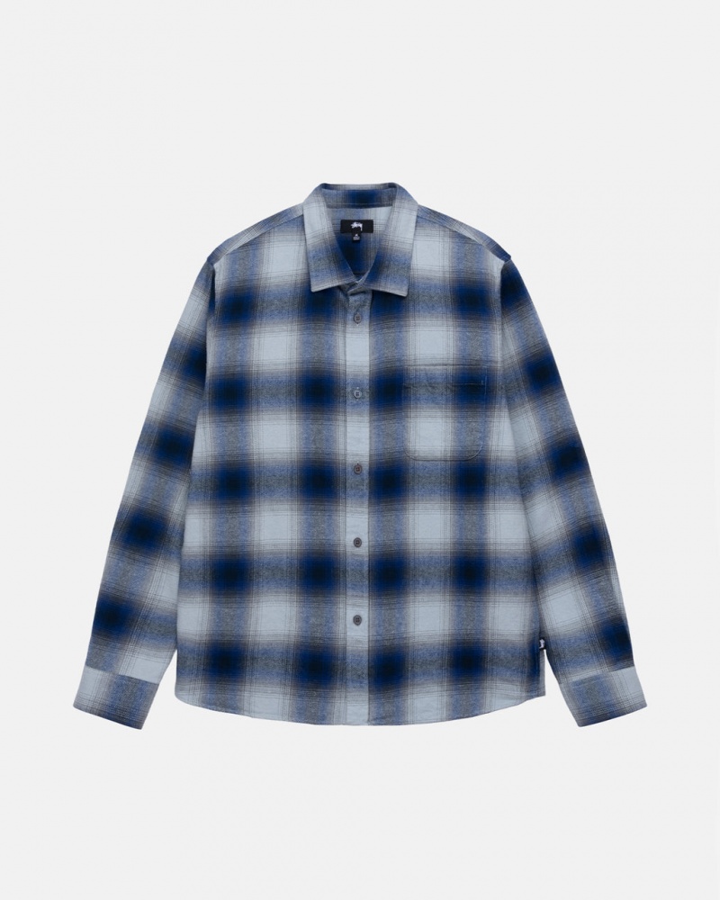 Stussy Bay Plaid Shirt Overhemd Heren Donkerblauw Belgium | KYQ-2918