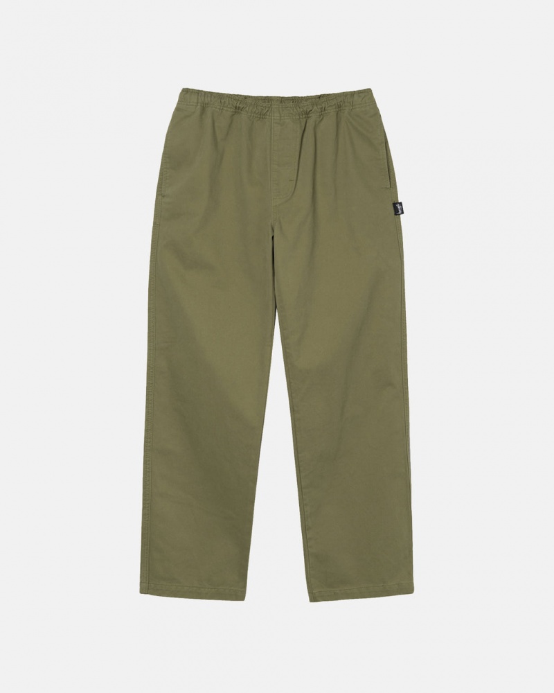 Stussy Beach Pant Brushed Katoenen Broek Heren Olijfgroen Belgium | UBW-1086