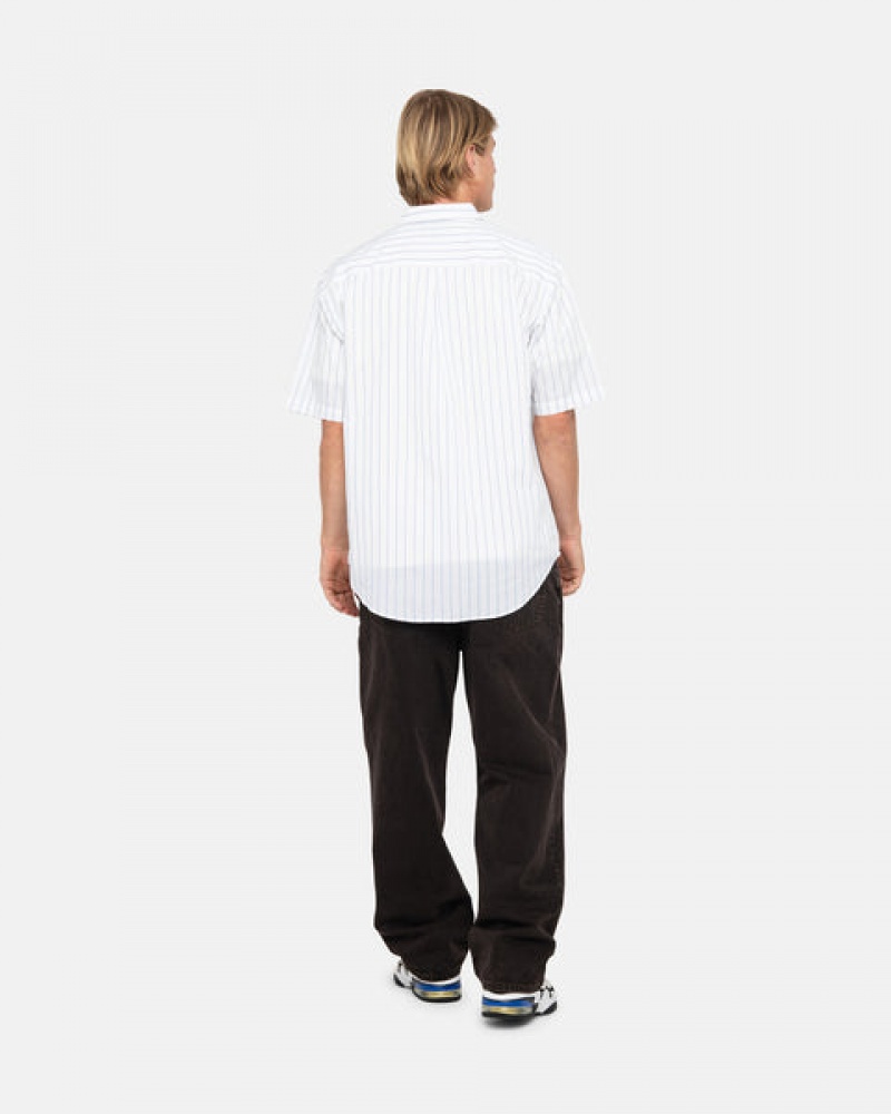 Stussy Boxy Gestreept Shirt Overhemd Heren Wit Belgium | HBW-7452