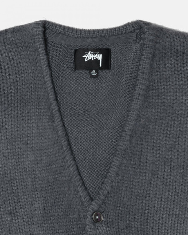 Stussy Brushed Cardigan Trui Dames Charcoal Belgium | SHS-7106