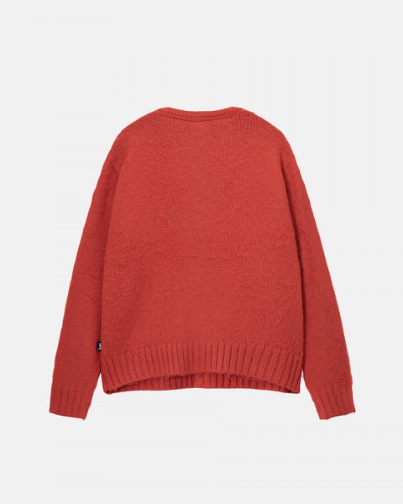 Stussy Brushed Cardigan Trui Dames Rood Belgium | XOJ-9415