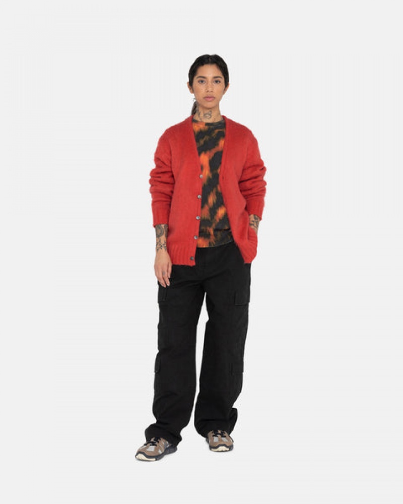 Stussy Brushed Cardigan Trui Dames Rood Belgium | XOJ-9415