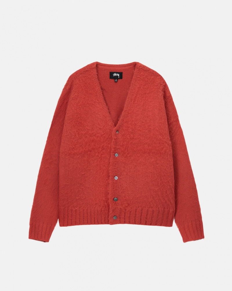 Stussy Brushed Cardigan Trui Dames Rood Belgium | XOJ-9415