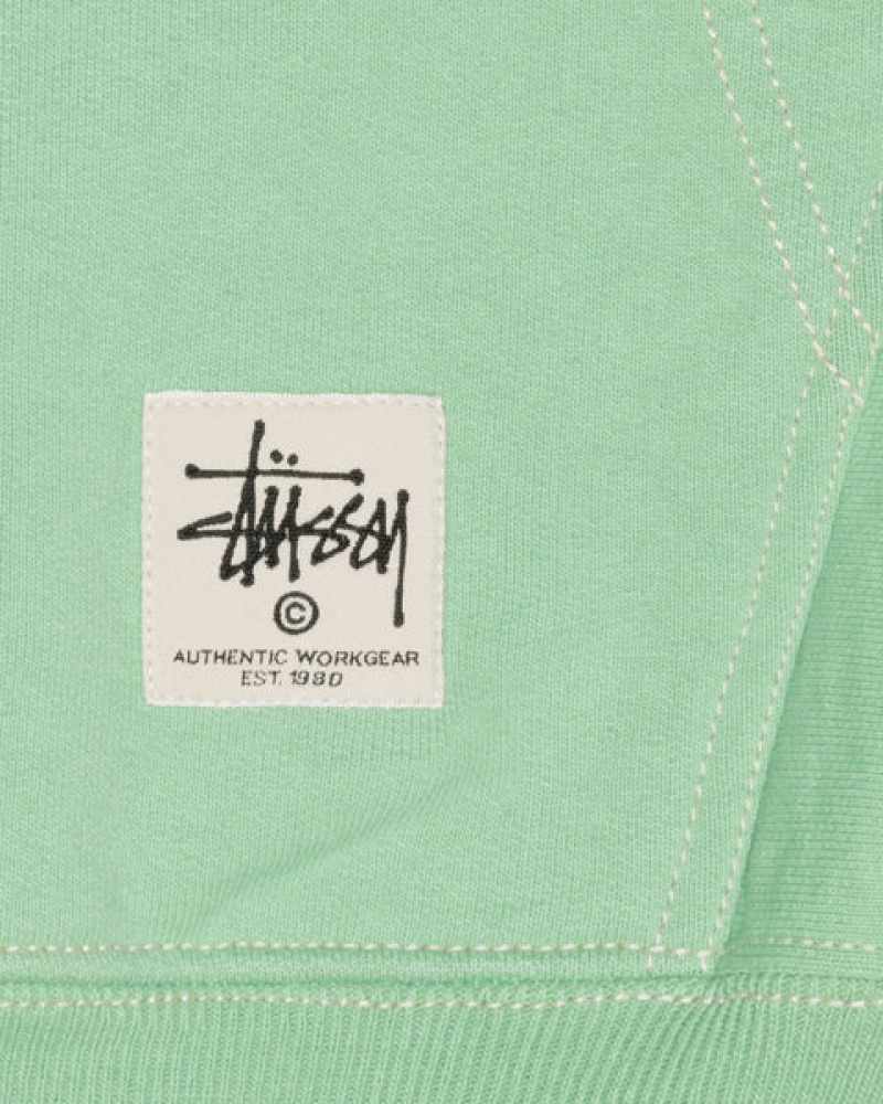 Stussy Contrast Stitch Label Hood Sweatshirts Heren Groen Belgium | YKD-6982