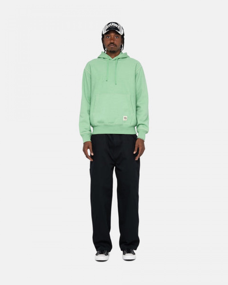 Stussy Contrast Stitch Label Hood Sweatshirts Heren Groen Belgium | YKD-6982