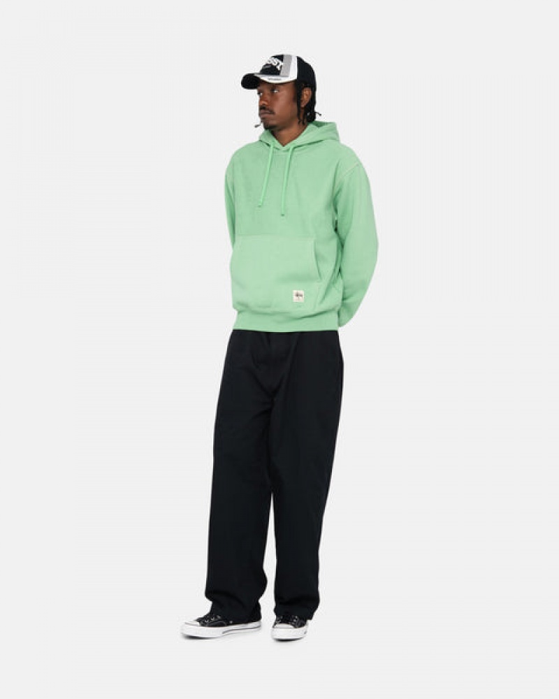 Stussy Contrast Stitch Label Hood Sweatshirts Heren Groen Belgium | YKD-6982