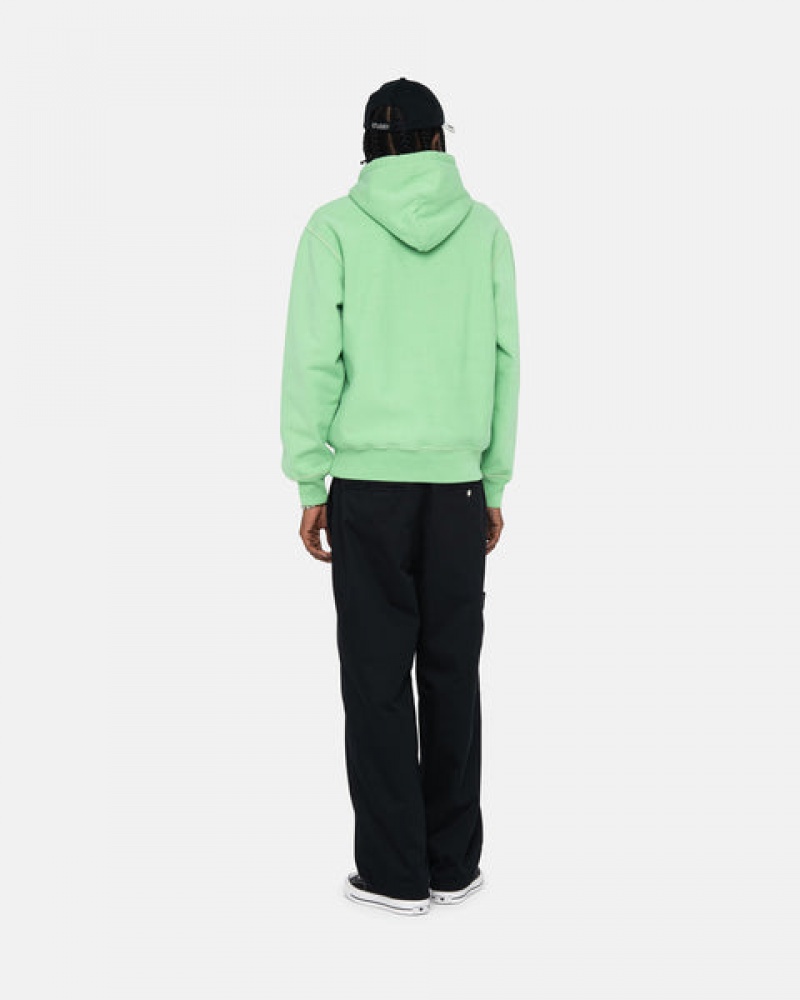 Stussy Contrast Stitch Label Hood Sweatshirts Heren Groen Belgium | YKD-6982