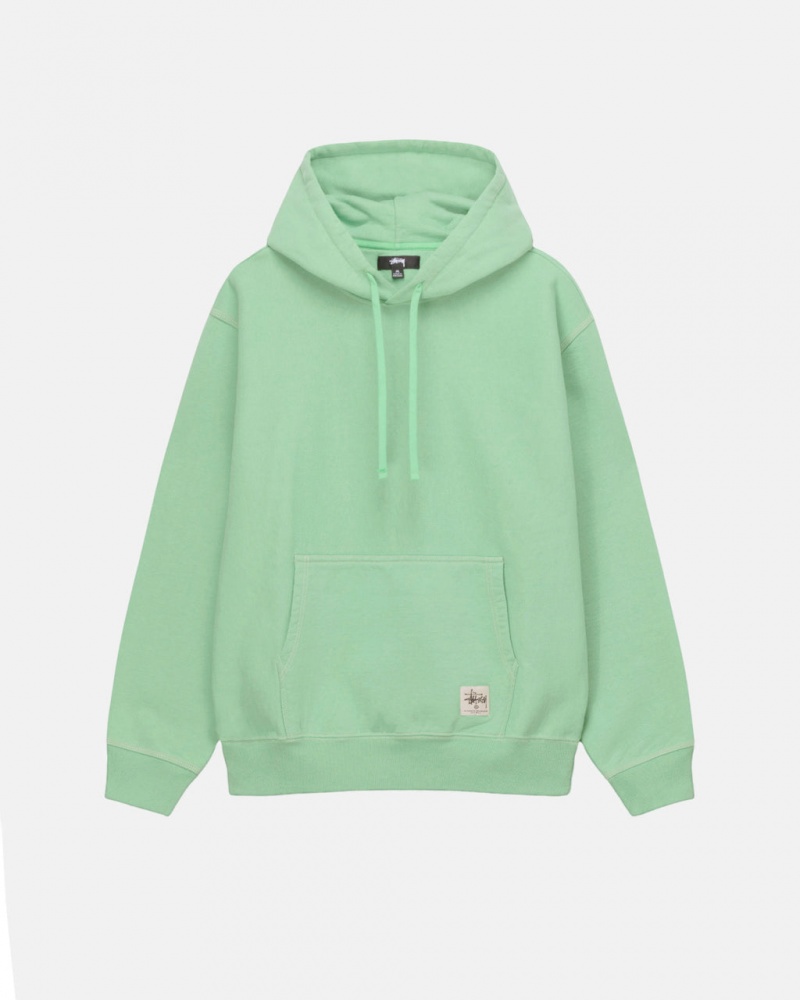 Stussy Contrast Stitch Label Hood Sweatshirts Heren Groen Belgium | YKD-6982