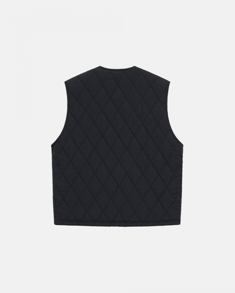 Stussy Diamond Gewatteerd Vest Vest Heren Zwart Belgium | RFV-8955