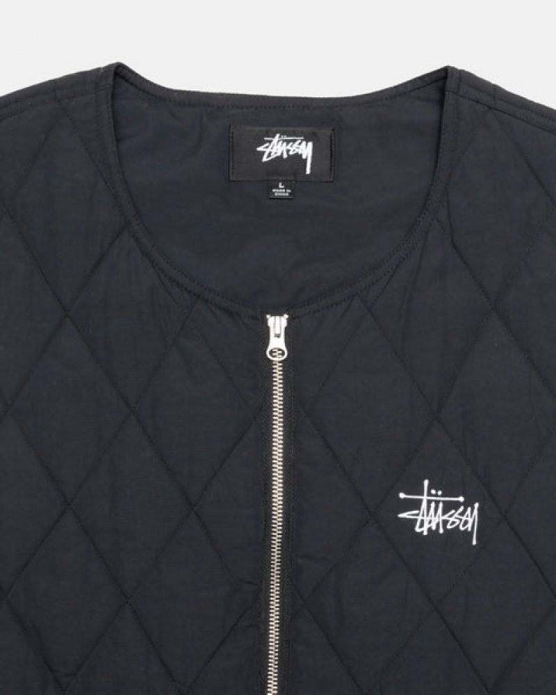 Stussy Diamond Gewatteerd Vest Vest Heren Zwart Belgium | RFV-8955