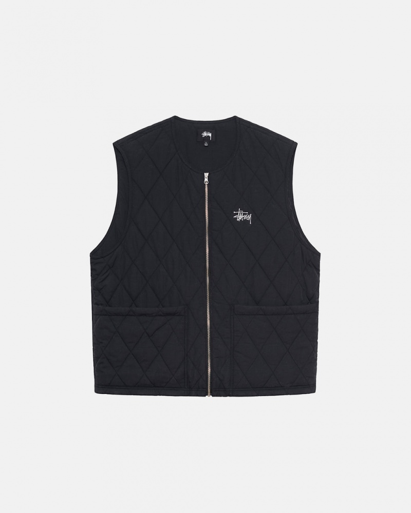 Stussy Diamond Gewatteerd Vest Vest Heren Zwart Belgium | RFV-8955