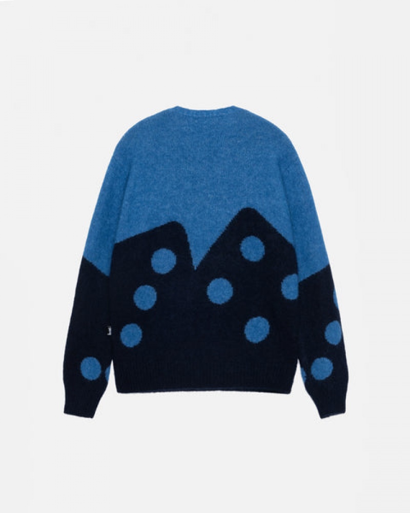 Stussy Dice Fuzzy Crew Trui Dames Blauw Belgium | ZHT-5179