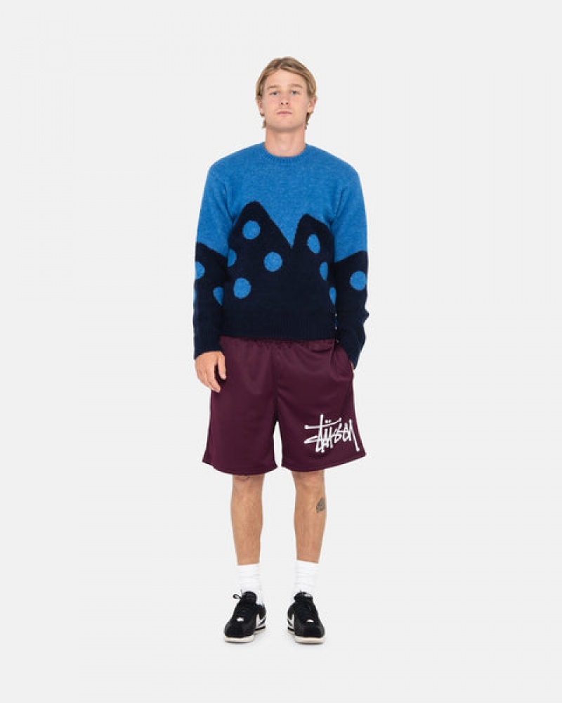 Stussy Dice Fuzzy Crew Trui Dames Blauw Belgium | ZHT-5179