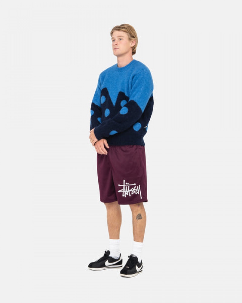 Stussy Dice Fuzzy Crew Trui Dames Blauw Belgium | ZHT-5179