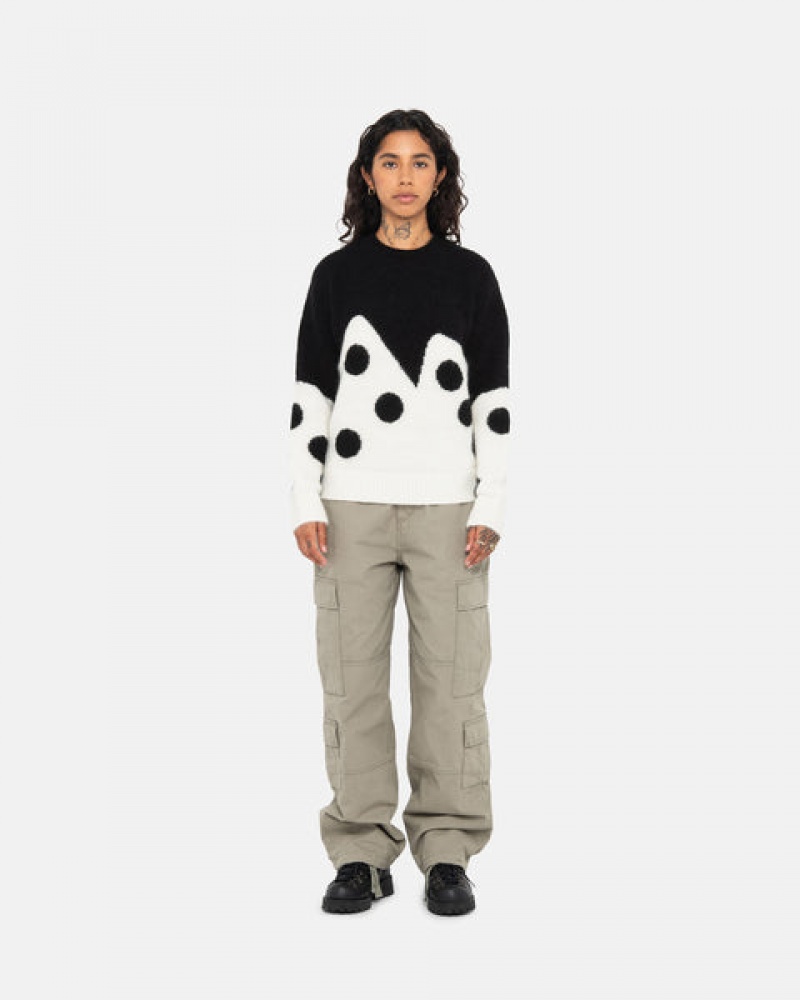 Stussy Dice Fuzzy Crew Trui Dames Zwart Belgium | YGC-0512