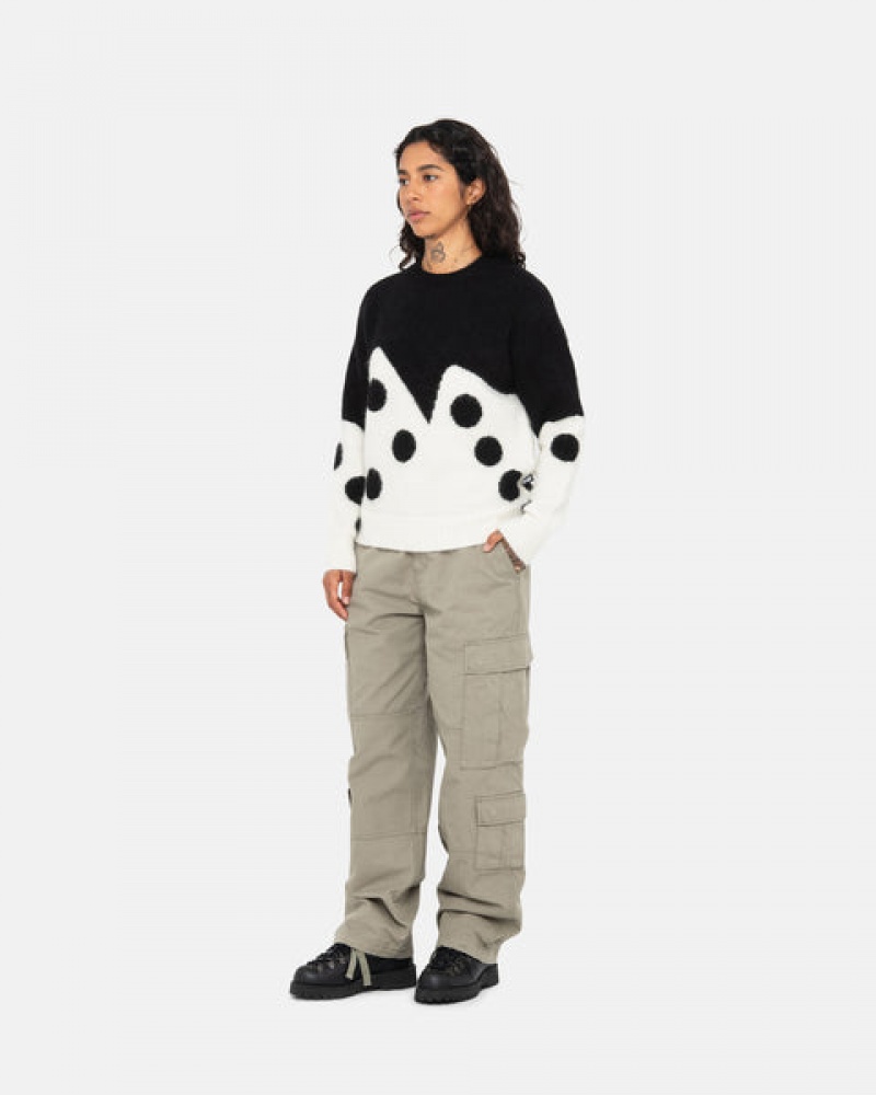 Stussy Dice Fuzzy Crew Trui Dames Zwart Belgium | YGC-0512