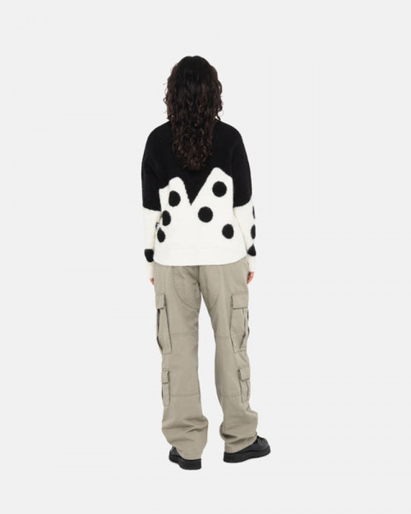 Stussy Dice Fuzzy Crew Trui Dames Zwart Belgium | YGC-0512