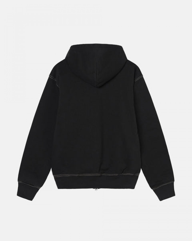 Stussy Double Face Label Zip Hoodie Hoodie Heren Zwart Belgium | YWL-4358