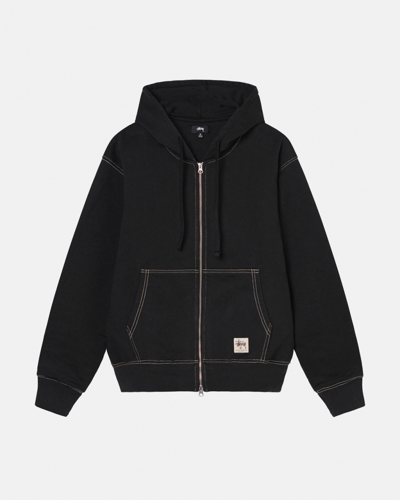 Stussy Double Face Label Zip Hoodie Hoodie Heren Zwart Belgium | YWL-4358