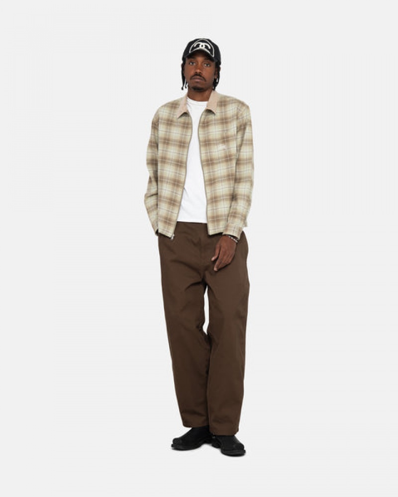 Stussy Frank Plaid Zip Shirt Overhemd Dames Bruin Belgium | HRO-9465