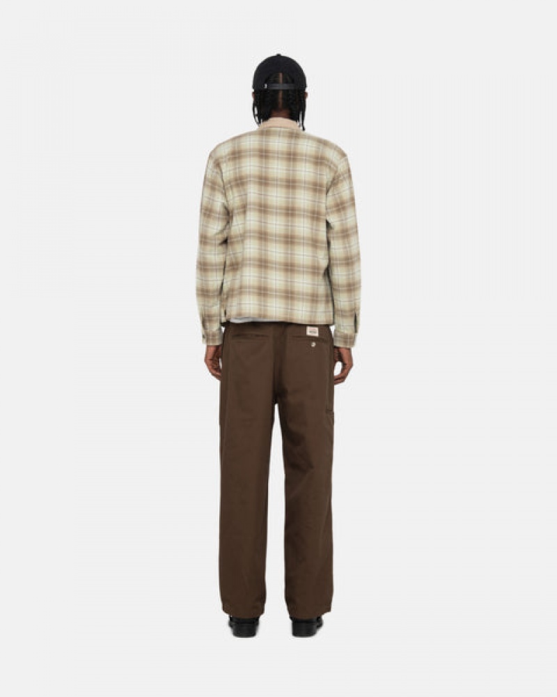 Stussy Frank Plaid Zip Shirt Overhemd Dames Bruin Belgium | HRO-9465