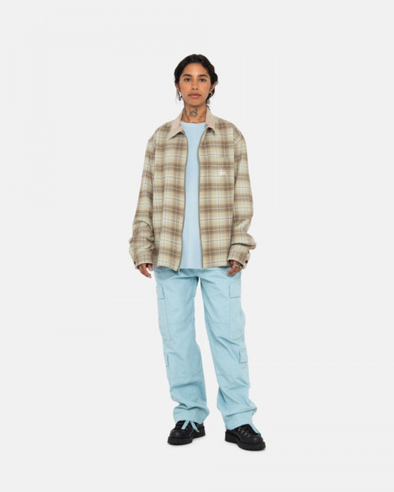 Stussy Frank Plaid Zip Shirt Overhemd Dames Bruin Belgium | HRO-9465