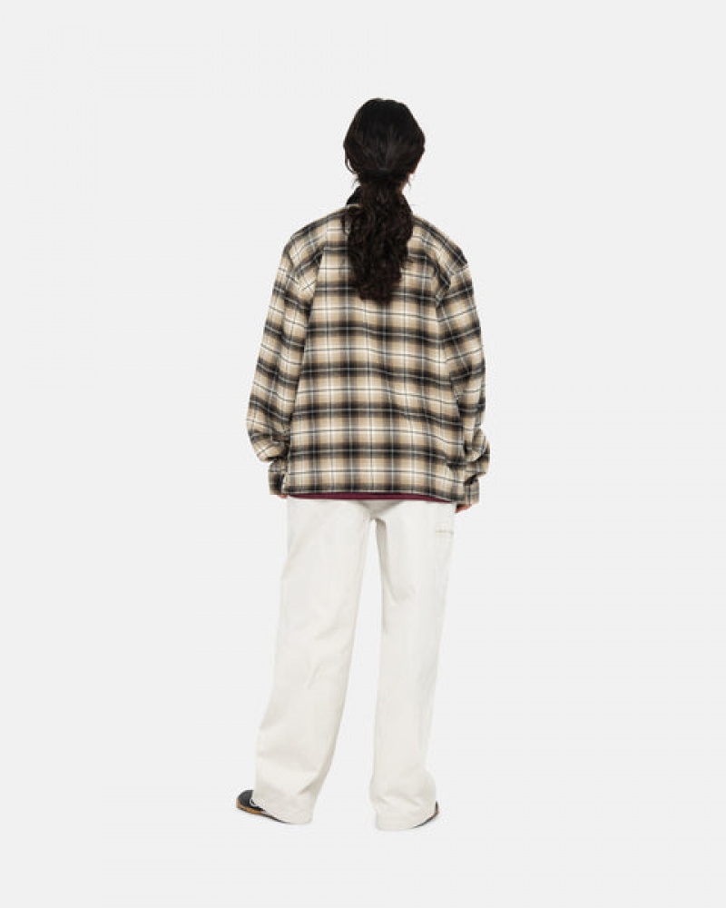 Stussy Frank Plaid Zip Shirt Overhemd Dames Donkergrijs Belgium | FXV-5028