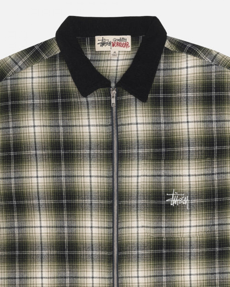 Stussy Frank Plaid Zip Shirt Overhemd Dames Donkergrijs Belgium | FXV-5028