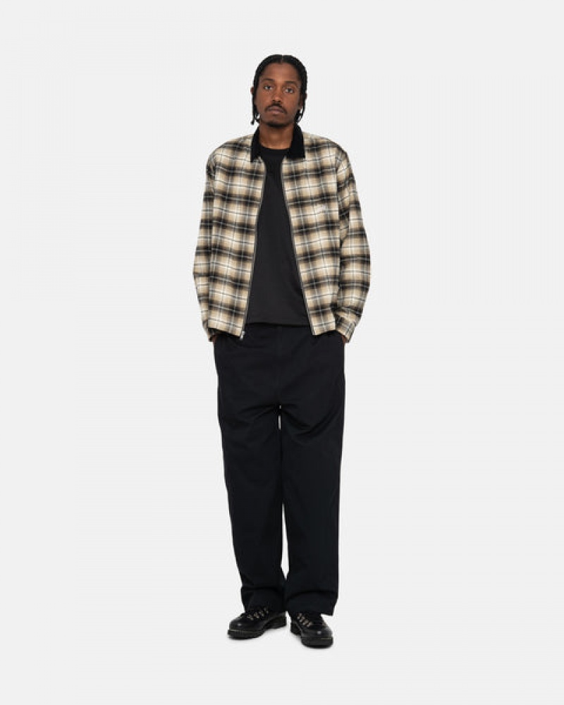 Stussy Frank Plaid Zip Shirt Overhemd Dames Donkergrijs Belgium | FXV-5028