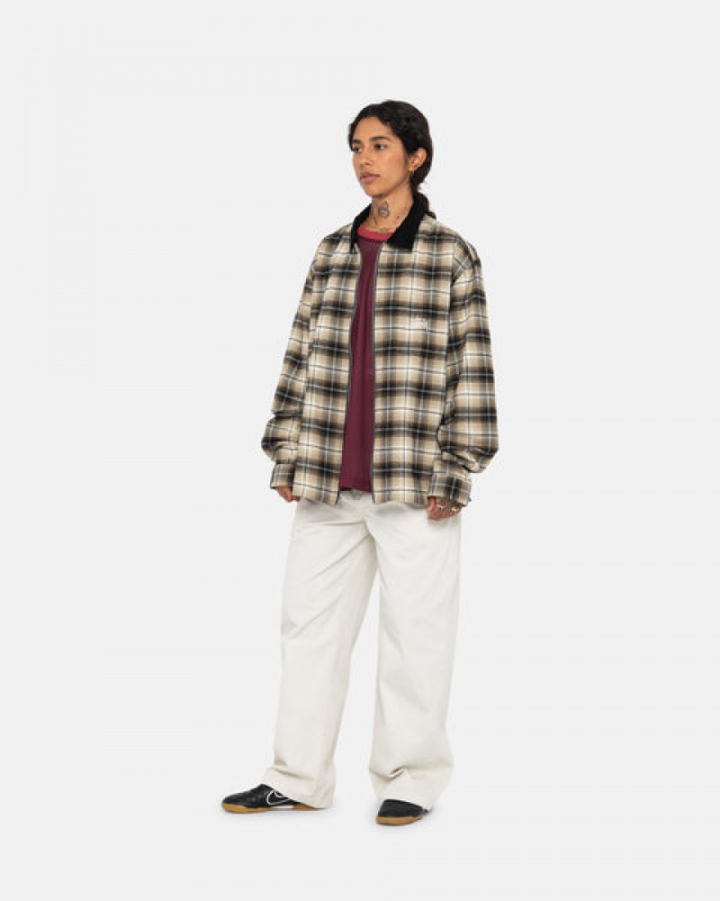 Stussy Frank Plaid Zip Shirt Overhemd Dames Donkergrijs Belgium | FXV-5028