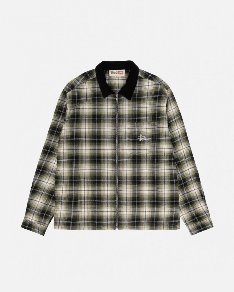 Stussy Frank Plaid Zip Shirt Overhemd Heren Donkergrijs Belgium | FUU-7336