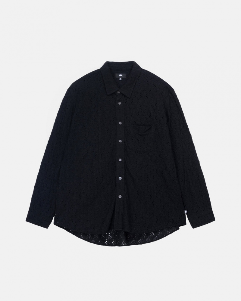 Stussy Kanten Ls Shirt Overhemd Dames Zwart Belgium | OWW-8941