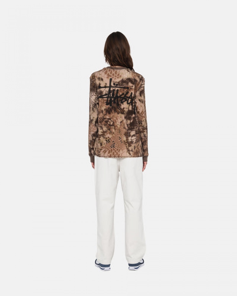 Stussy Kryptek Camo LS Thermal Topjes Dames Bruin Belgium | WKI-8118