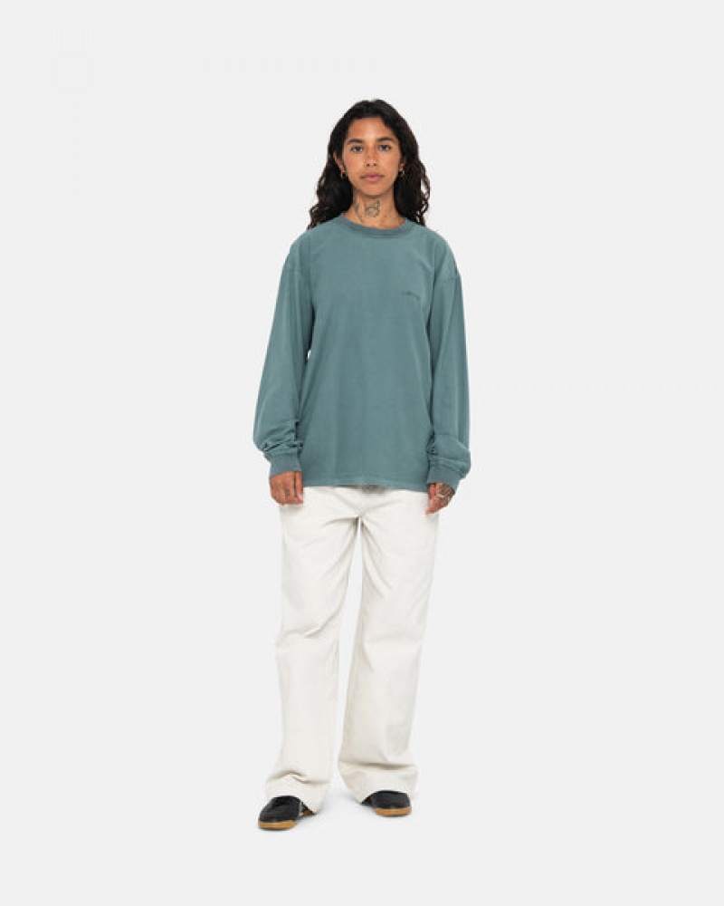 Stussy Lazy Ls Tee T-shirts Dames Turquoise Belgium | QJO-8560