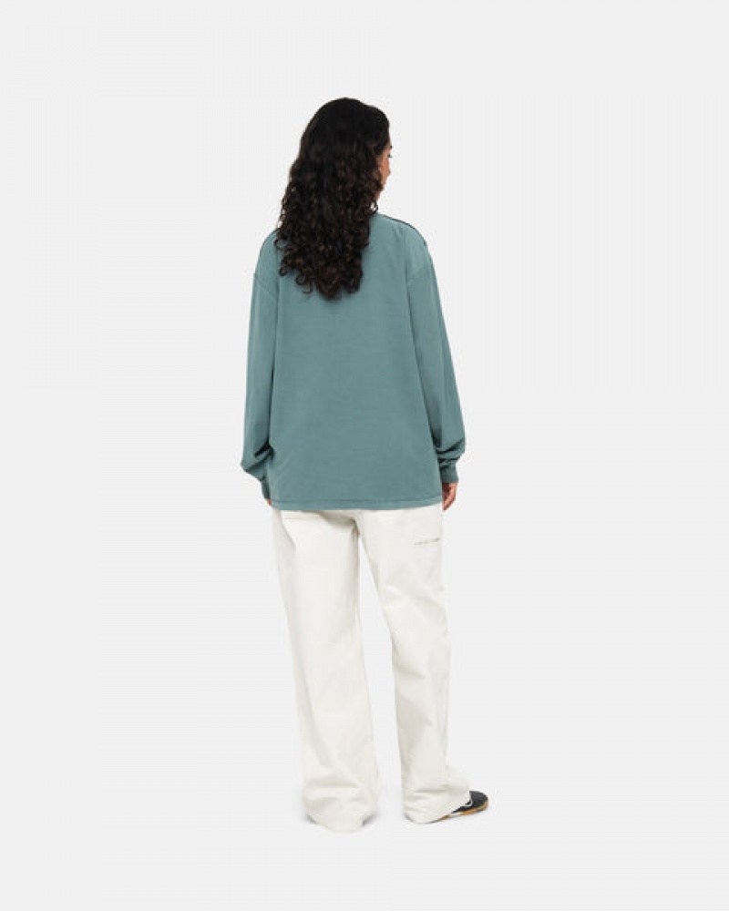 Stussy Lazy Ls Tee T-shirts Dames Turquoise Belgium | QJO-8560