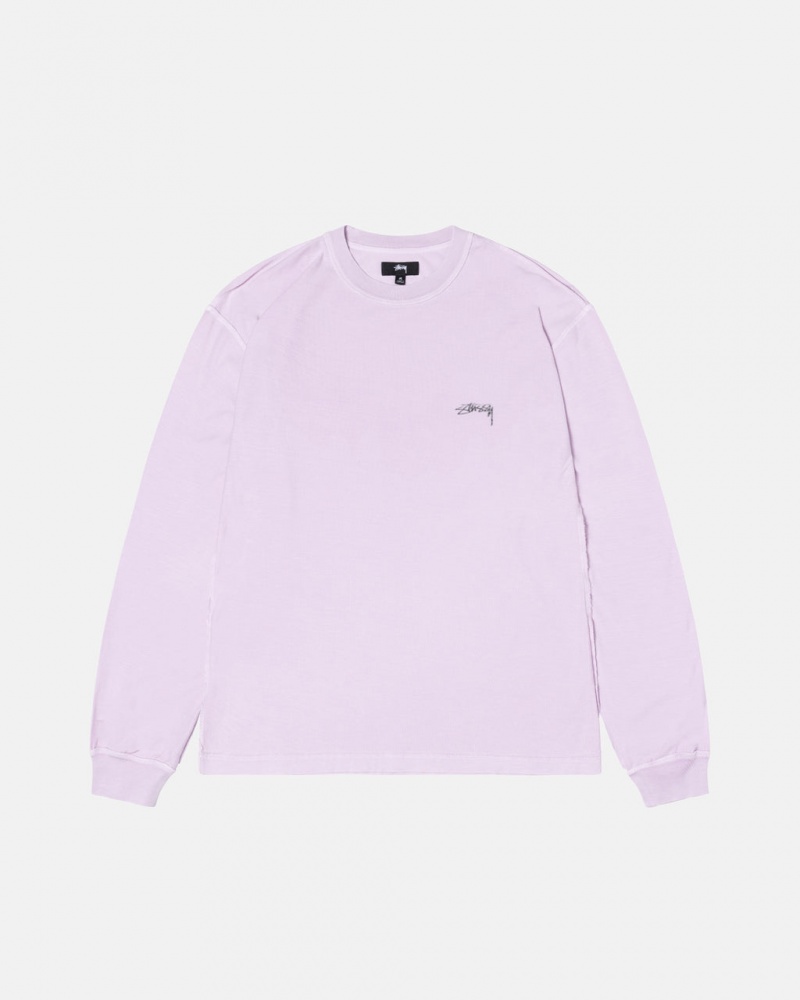 Stussy Lazy Ls Tee T-shirts Heren Paars Belgium | QVA-7506