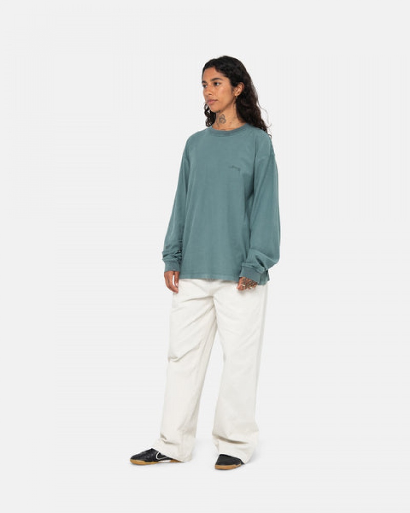 Stussy Lazy Ls Tee T-shirts Heren Turquoise Belgium | LMI-7415