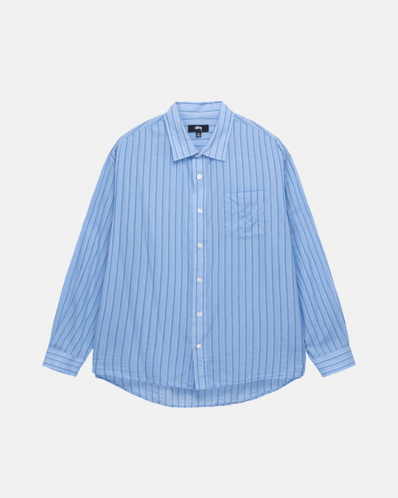 Stussy Light Weight Klassieke Shirt Overhemd Heren Blauw Belgium | FWG-4063