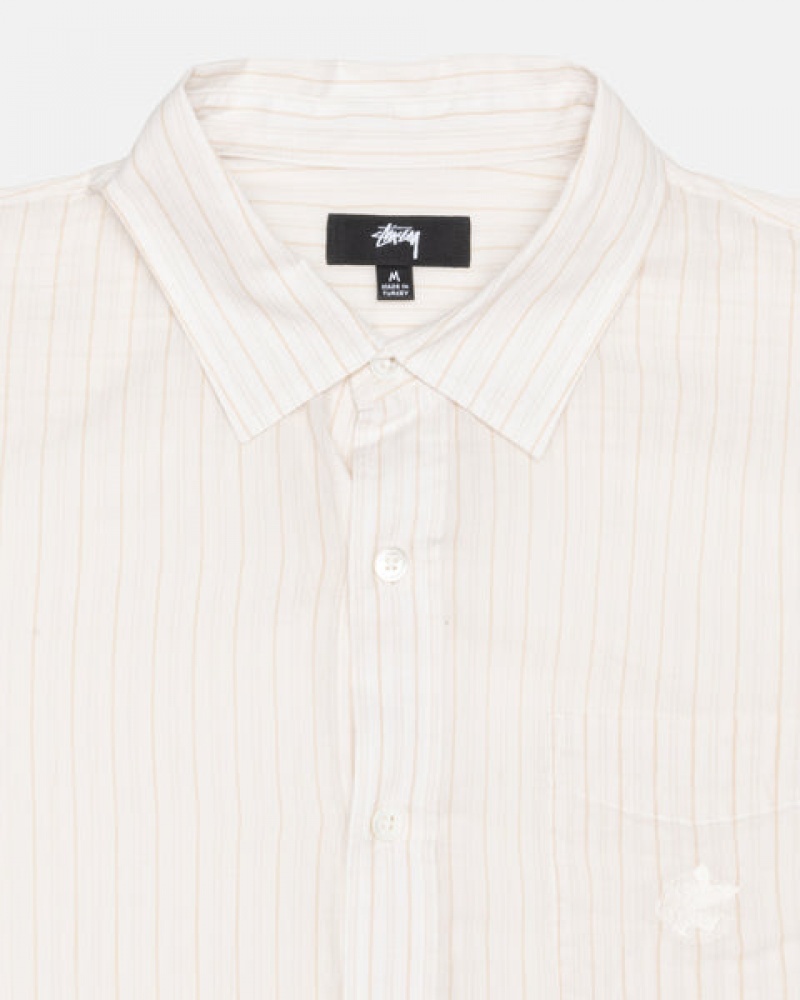 Stussy Light Weight Klassieke Shirt Overhemd Heren Wit Belgium | VRS-3601