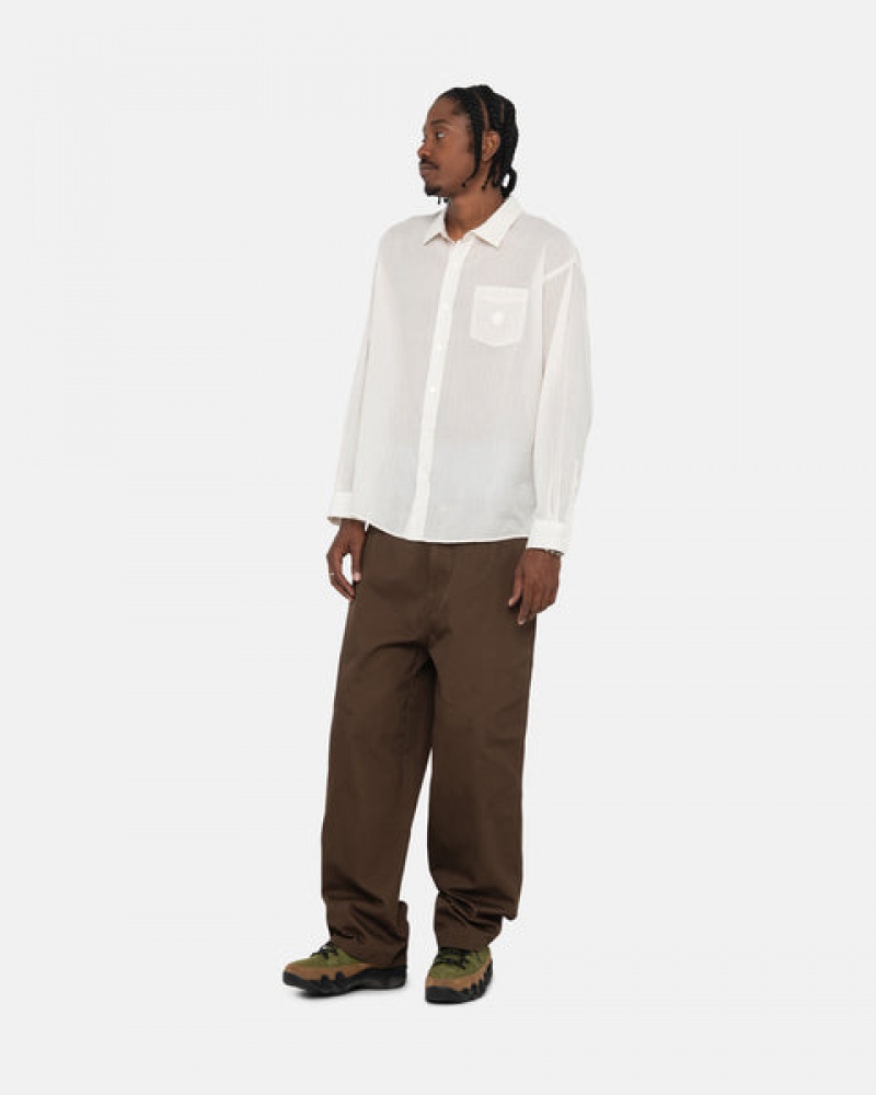 Stussy Light Weight Klassieke Shirt Overhemd Heren Wit Belgium | VRS-3601