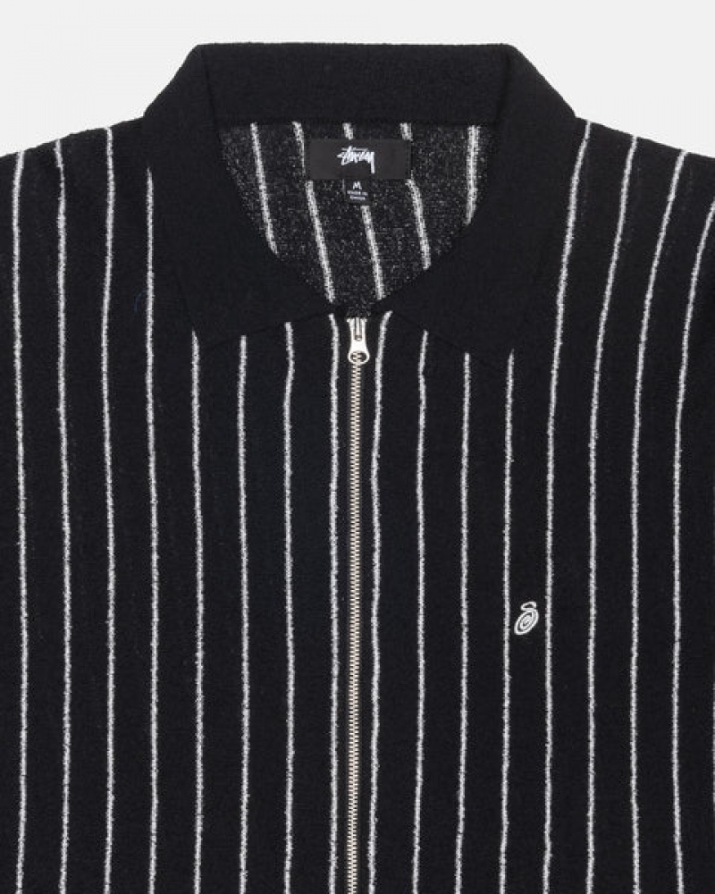 Stussy Light Weight Ls Zip Polo Overhemd Heren Zwart Belgium | GQT-2425