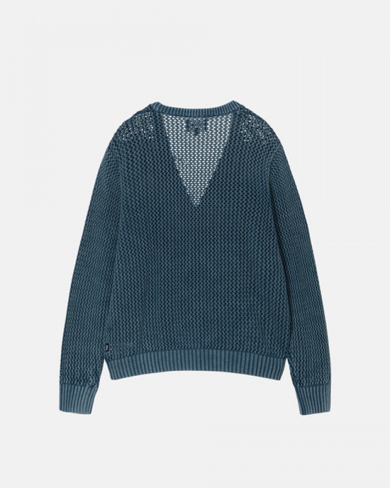 Stussy Loose Gauge Cardigan Trui Dames Blauw Belgium | YTQ-0021