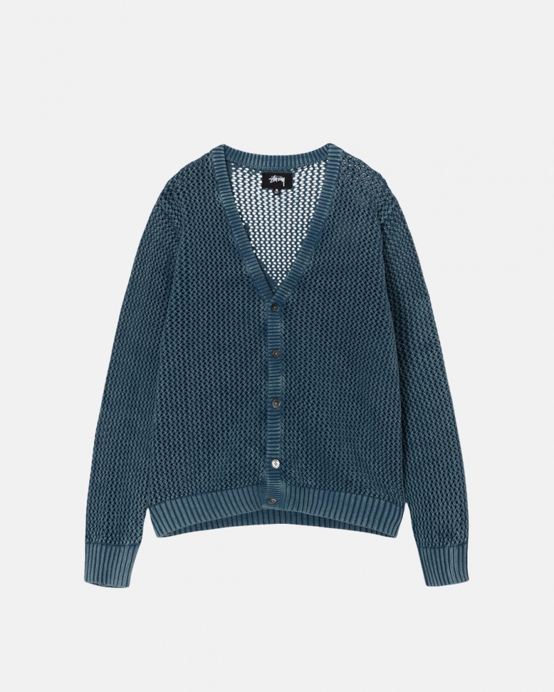 Stussy Loose Gauge Cardigan Trui Heren Blauw Belgium | YYB-6091