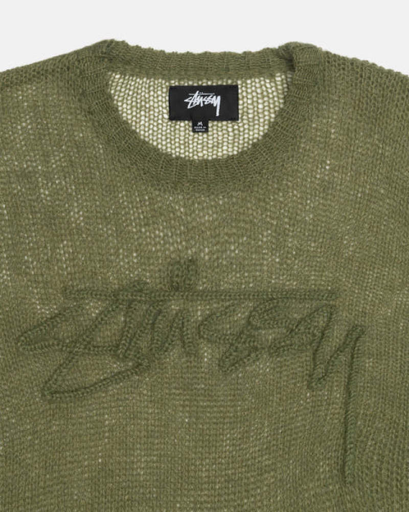 Stussy Loose Knit Trui Trui Dames Olijfgroen Belgium | NDO-4489