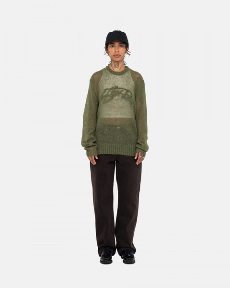 Stussy Loose Knit Trui Trui Dames Olijfgroen Belgium | NDO-4489