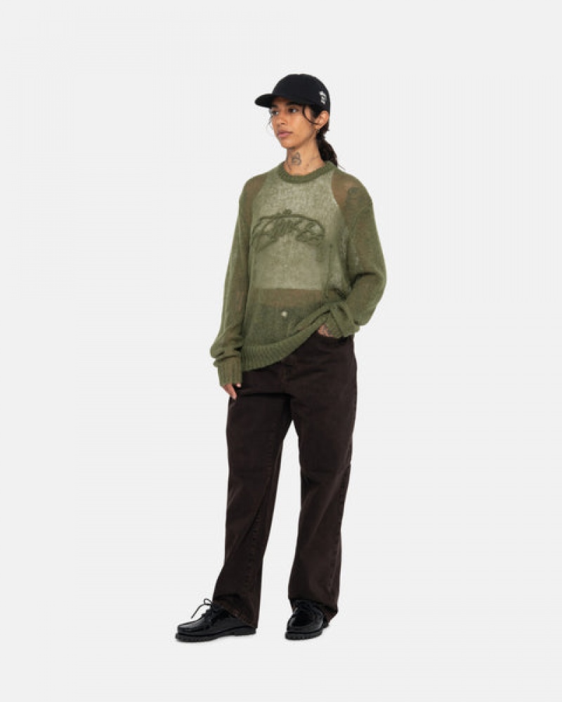 Stussy Loose Knit Trui Trui Dames Olijfgroen Belgium | NDO-4489