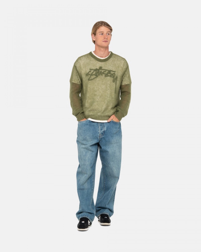 Stussy Loose Knit Trui Trui Heren Olijfgroen Belgium | UWP-3307